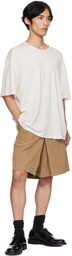 Toga Virilis Beige Flocked Denim Shorts
