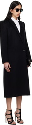 McQueen Black Stacked Shoulder Tailored Coat