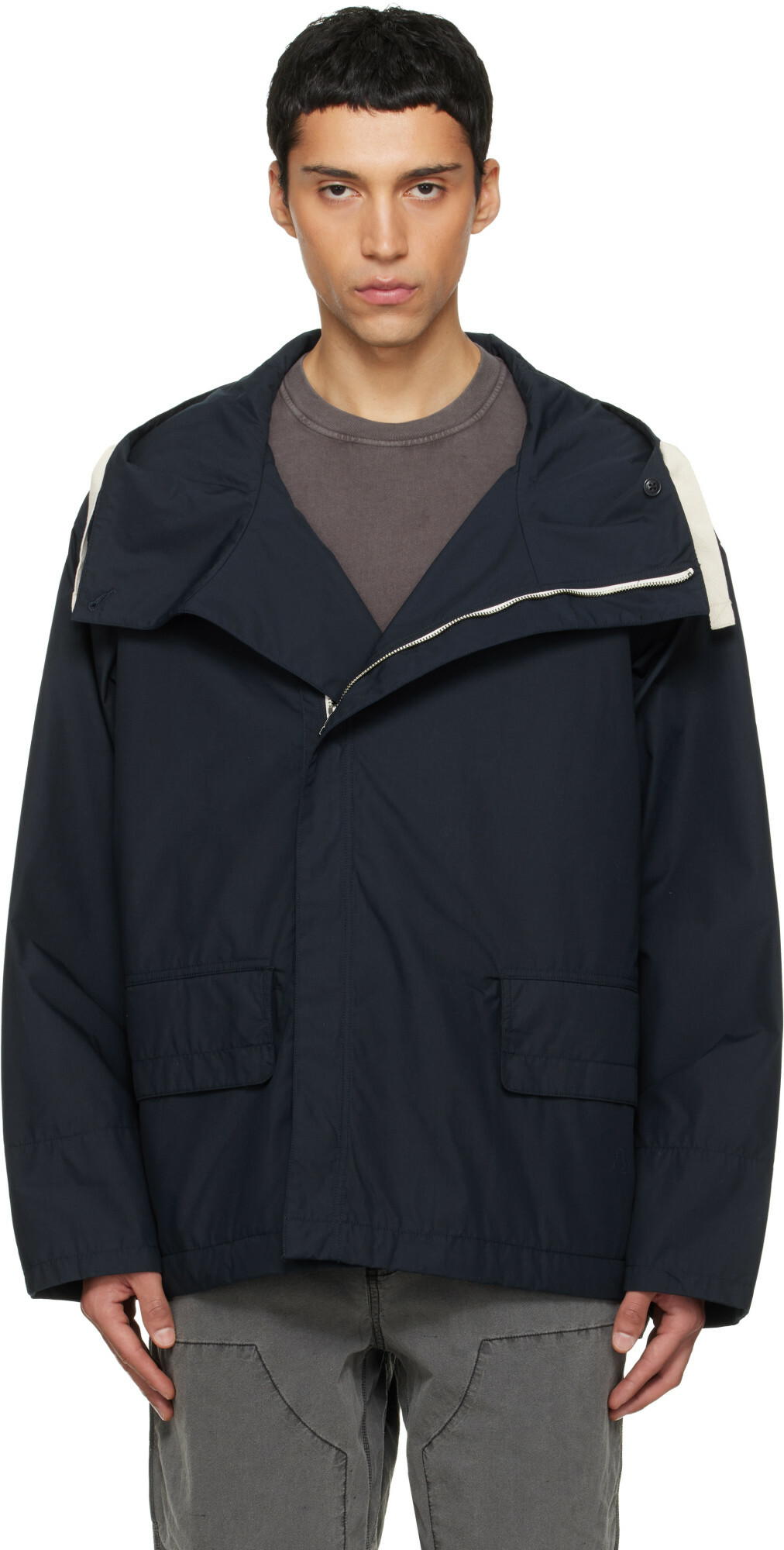 nanamica Navy Hooded Deck Jacket