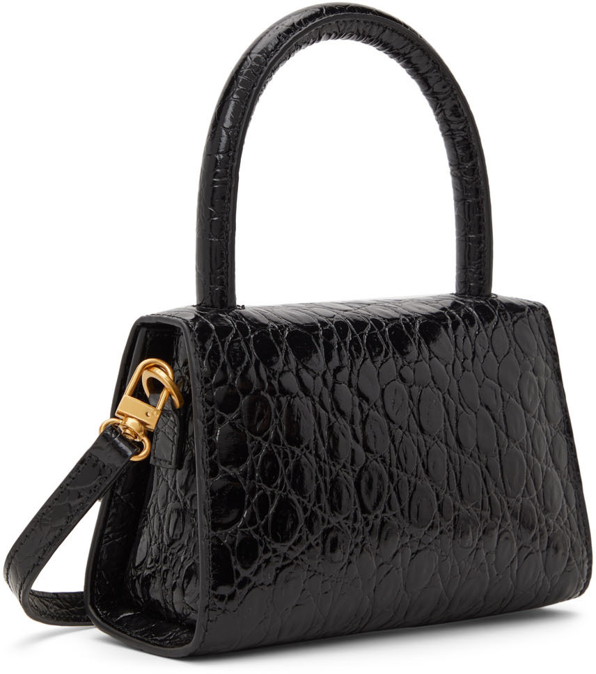 BY FAR Black Circular Croc Mini Bag