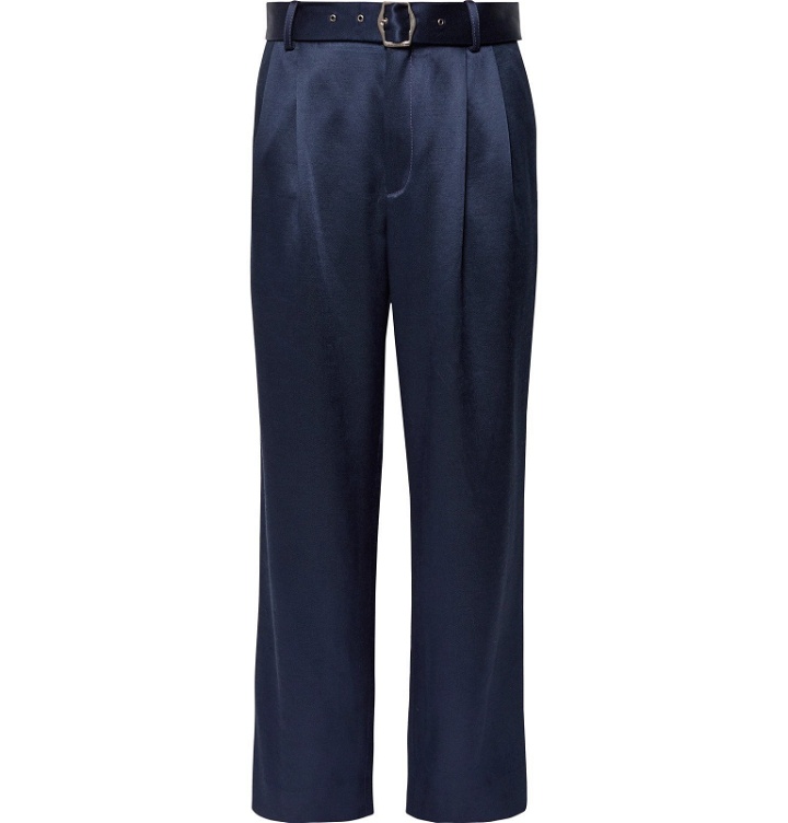Photo: Sies Marjan - Andy Pleated Satin-Twill Trousers - Blue