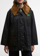 Barbour X Ganni Hooded Waxed Cotton Jacket Navy