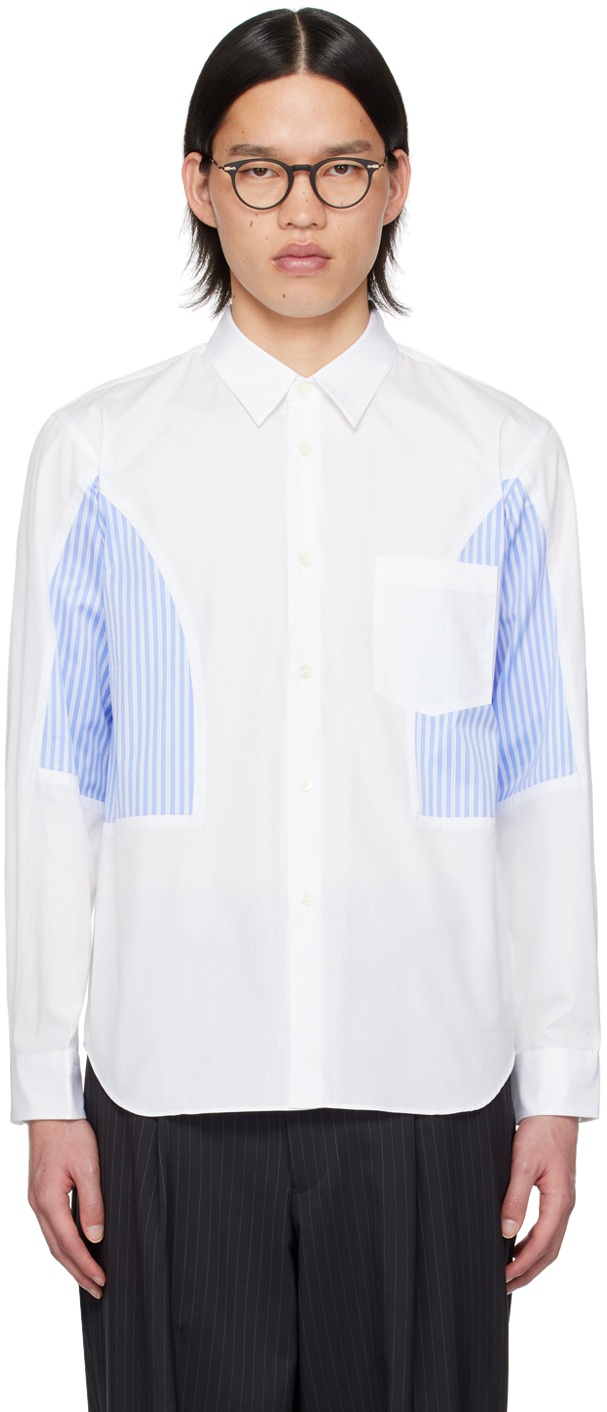 Photo: Comme des Garçons Homme Deux White & Blue Paneled Shirt