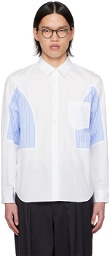 Comme des Garçons Homme Deux White & Blue Paneled Shirt