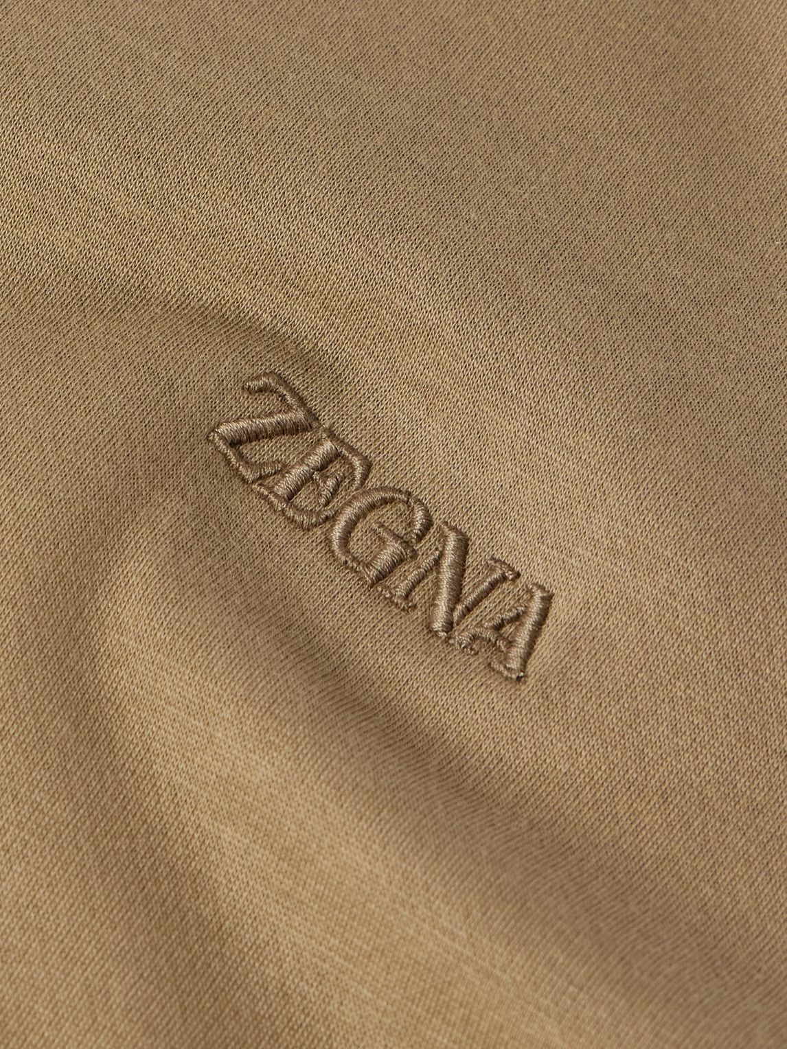 Zegna - Logo-Embroidered Cotton-Blend Jersey Sweatshirt - Neutrals
