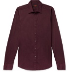 Tod's - Slim-Fit Garment-Dyed Cotton-Blend Twill Shirt - Burgundy