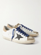 Golden Goose - Superstar Distressed Leather Upper Suede Sneakers - White