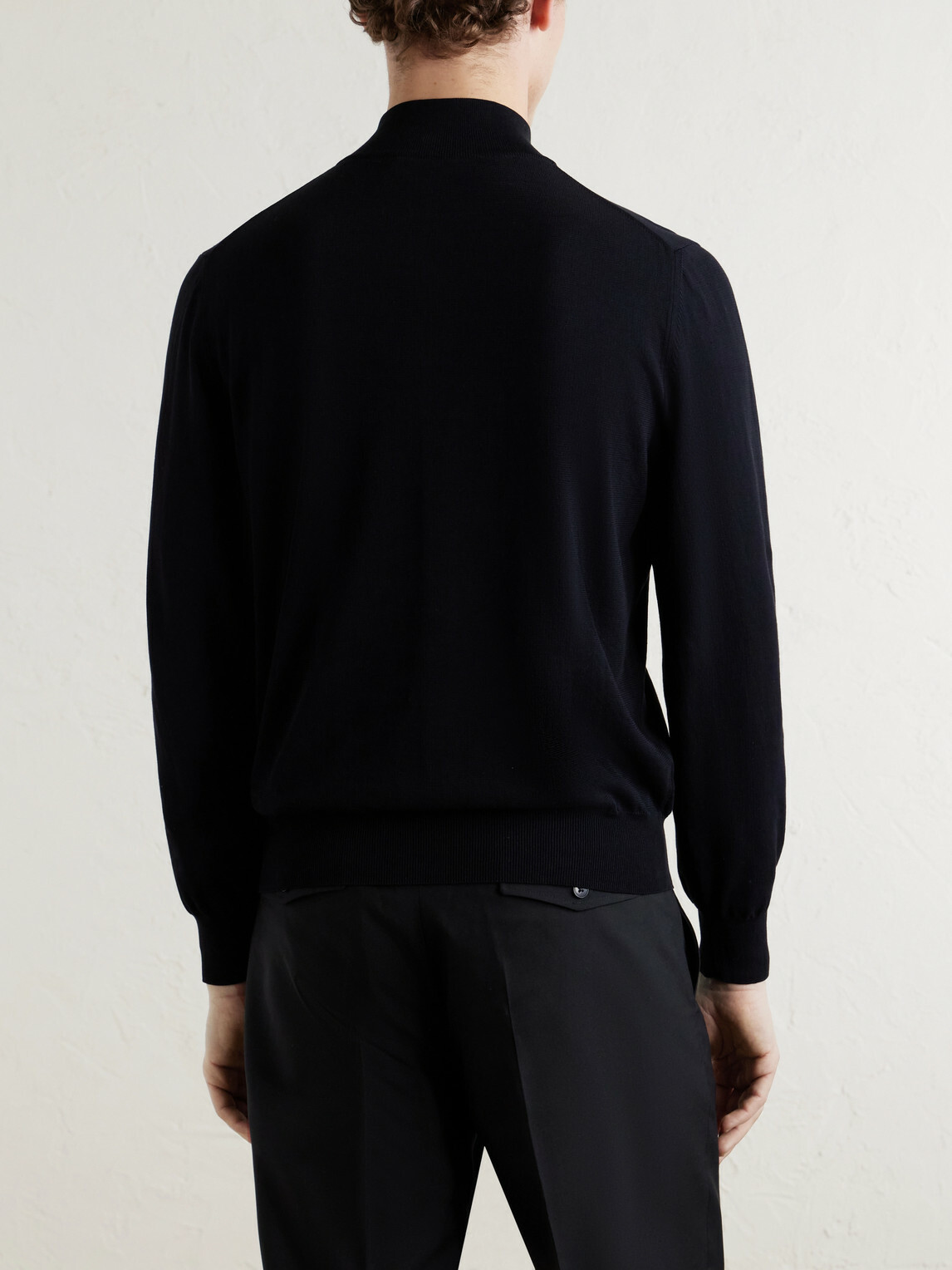 Canali - Cotton Half-Zip Sweater - Black