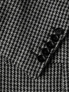 TOM FORD - Atticus Leather-Trimmed Houndstooth Wool, Mohair and Cashmere-Blend Blazer - Black