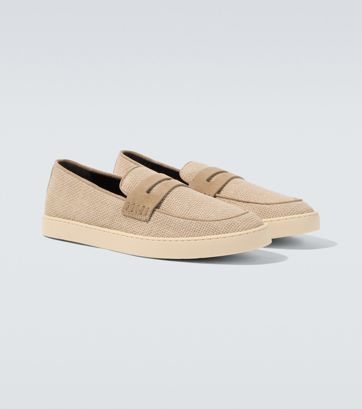Canali Woven suede-trimmed penny loafers
