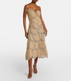 Costarellos Sylvie embellished georgette cocktail dress
