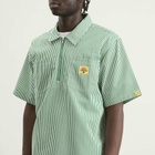 ICECREAM Men's IC Services Quarter Zip Work Shirt in Green/White stripe