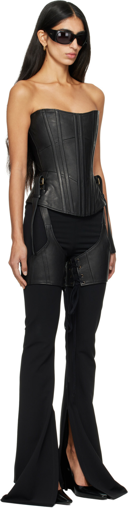 KNWLS Black Veil Leather Chaps & Corset