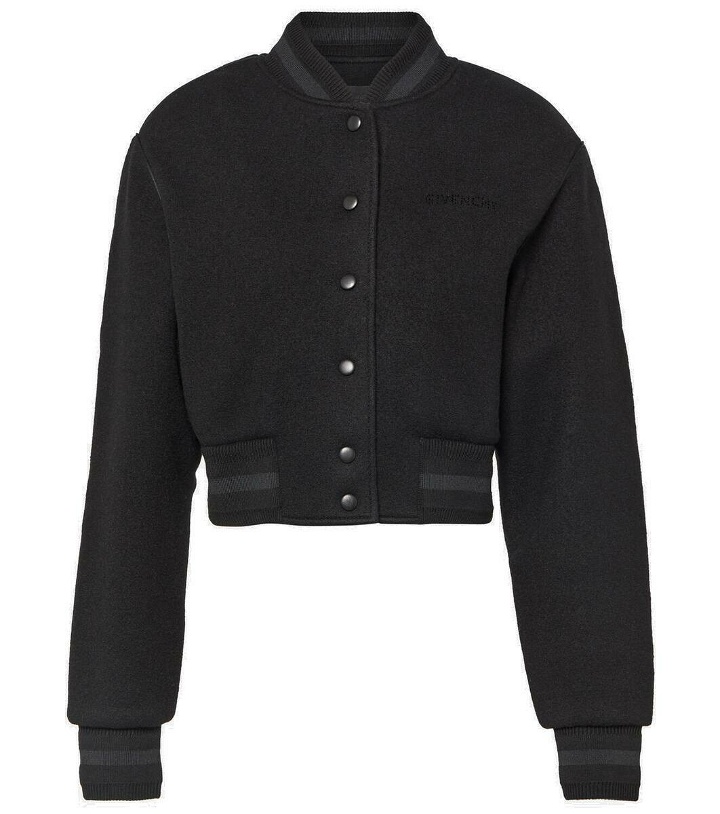 Photo: Givenchy 4G embellished cropped wool varsity jacket