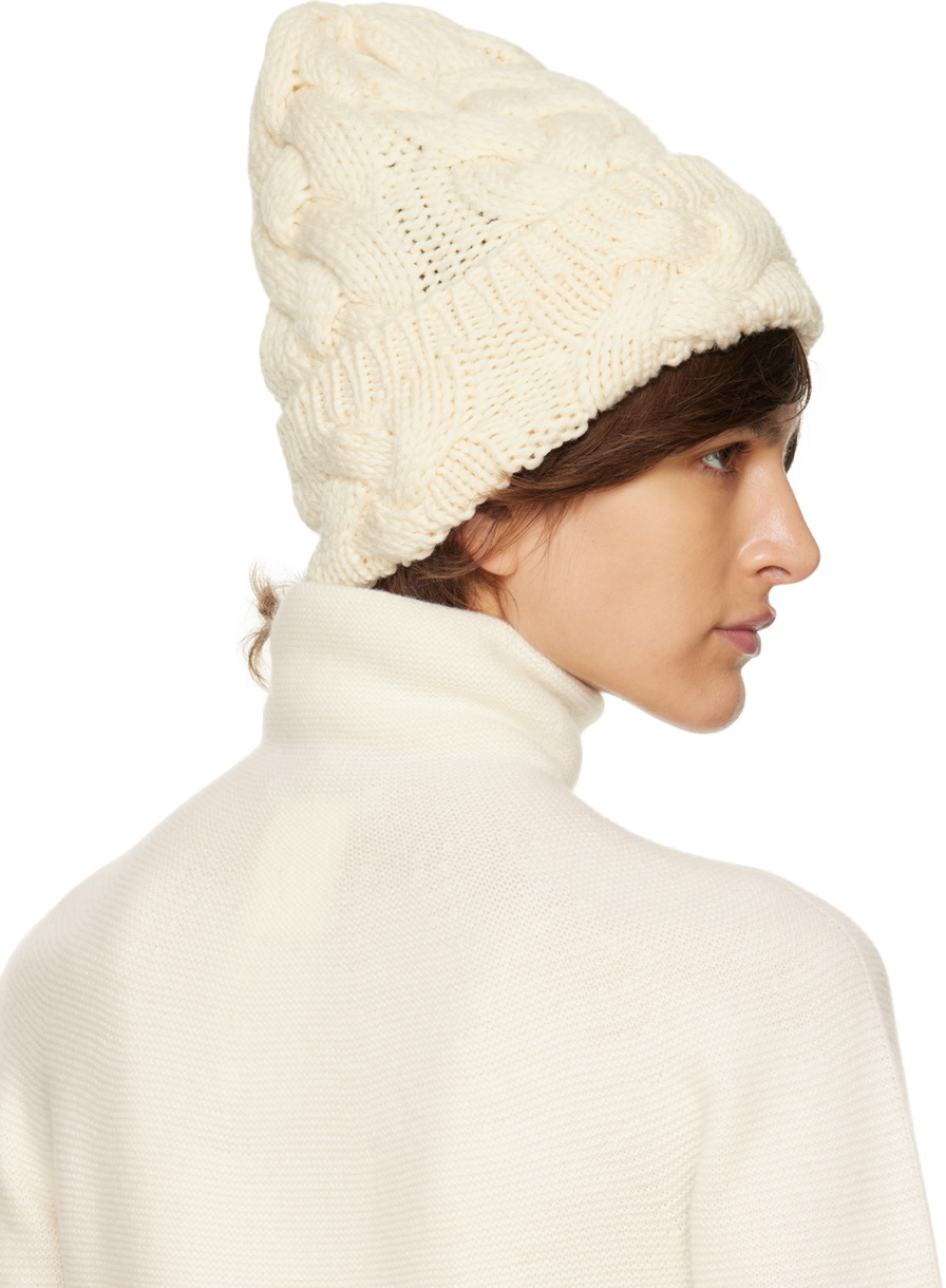 MaxMara Cable Knit Wool Beanie Hat Wool beanie Max Mara Brown size M International in Wool  main image 3