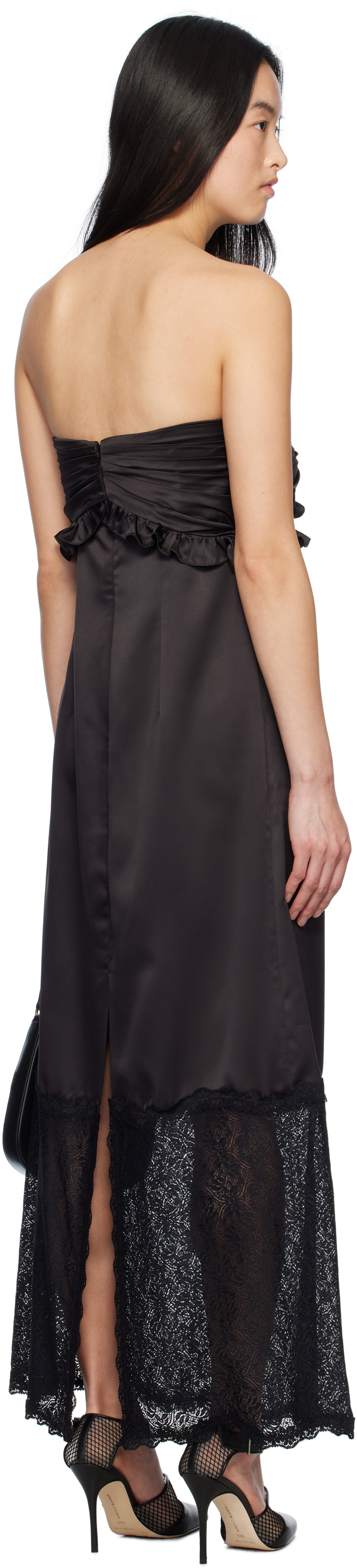 Kika Vargas Black Reed Maxi Dress