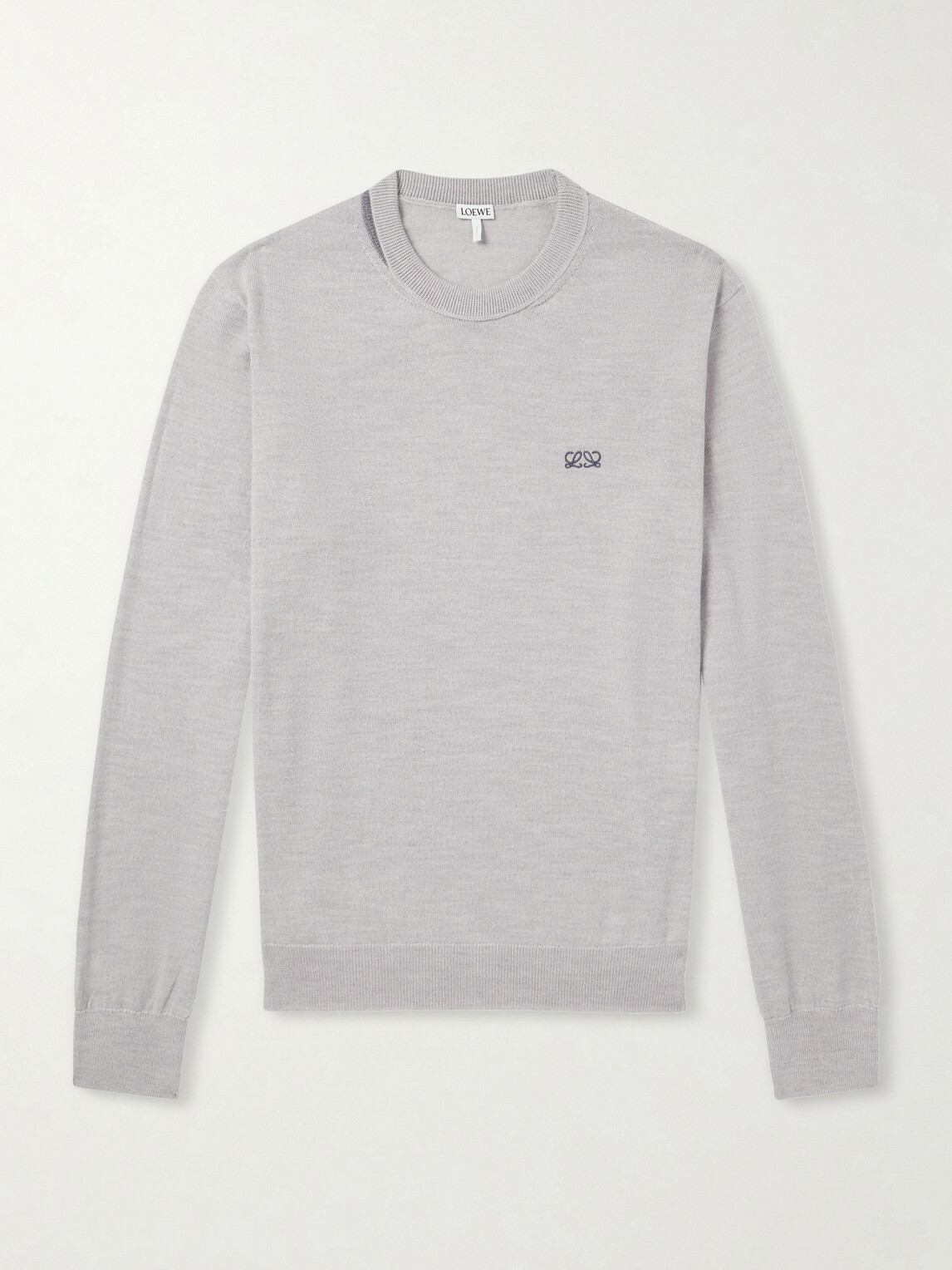 LOEWE - Anagram-Embroidered Wool-Blend Sweater - Gray