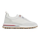 Thom Browne White and Grey Tech Runner Sneakers