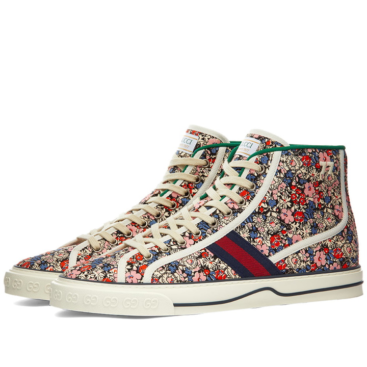 Photo: Gucci Tennis 1977 High Liberty Print Canvas Sneaker