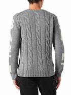 MC2 Saint Barth Man Grey Heavyweight Cable Knit Sweater Bergen