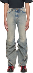 Y/Project SSENSE Exclusive Blue Button Leg Straight Jeans