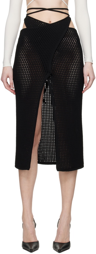 Photo: ANDREĀDAMO Black Slit Midi Skirt