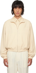AURALEE Beige Superfine Tropical Wool Bomber Jacket