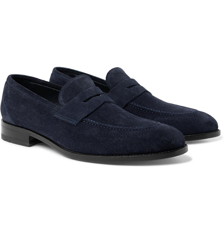 Photo: Manolo Blahnik - George Suede Penny Loafers - Blue