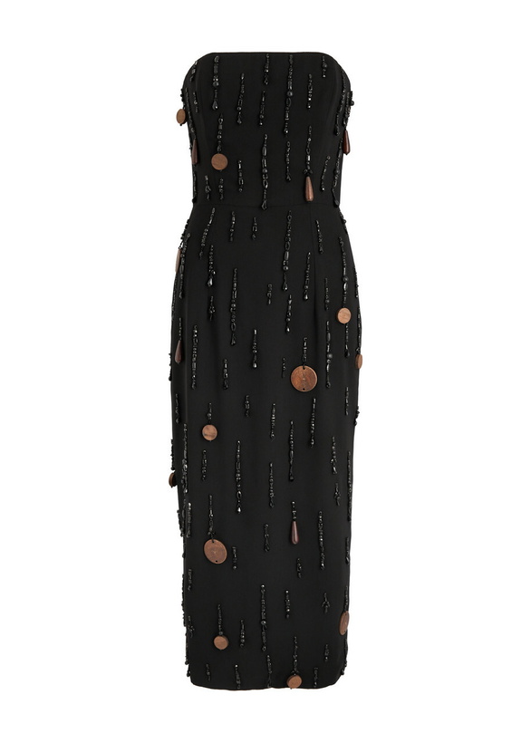 Photo: 16 Arlington Minelli Bead-embellished Midi Dress Black