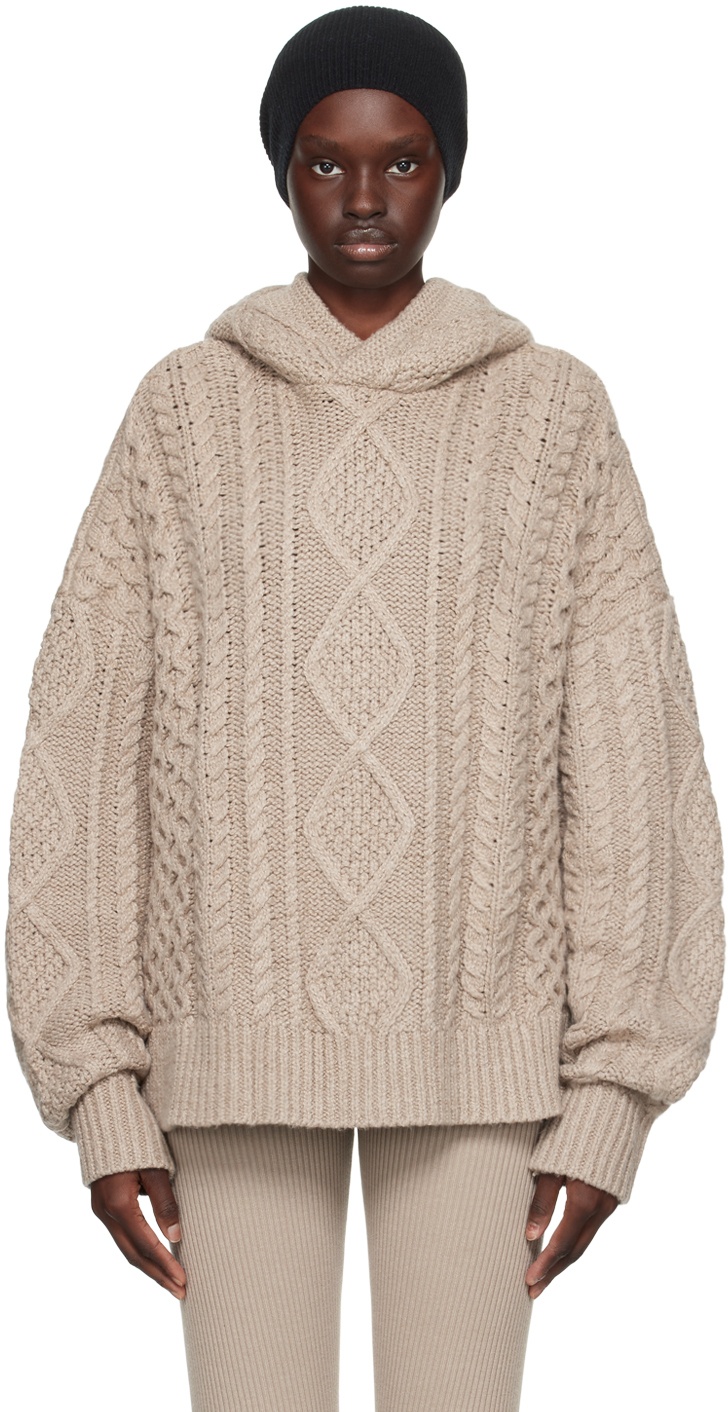 Fear of God ESSENTIALS Beige Cable Hoodie Fear Of God Essentials