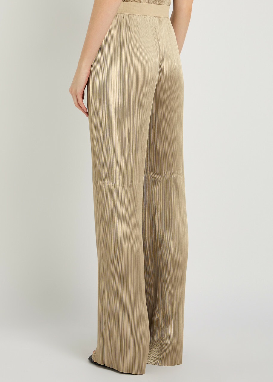 Joseph Amber Pleated Wide-leg Satin Trousers Beige