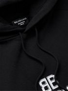 Balenciaga - Logo-Print Cotton-Jersey Hoodie - Black