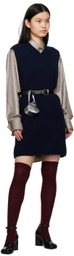 Maison Margiela Navy V-Neck Minidress
