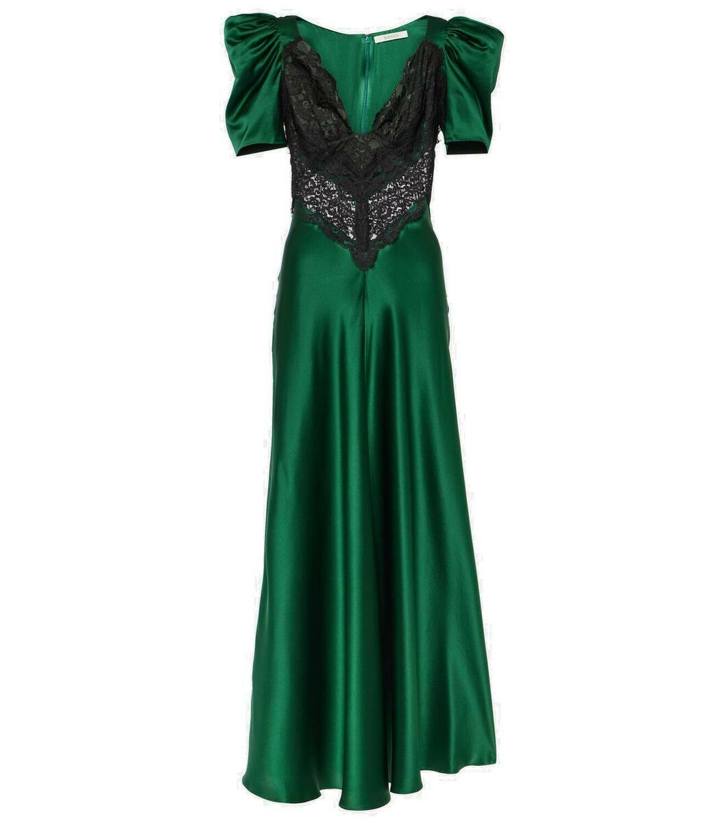 chinese dress ladies Red Silk and Lace Dress With Silk Flower  Rodarte