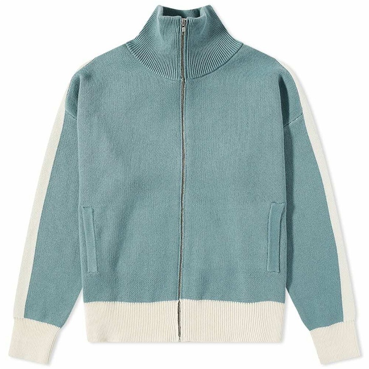 Photo: Rhude Men's Knitted Rib Track Jacket in Ivory/Sage