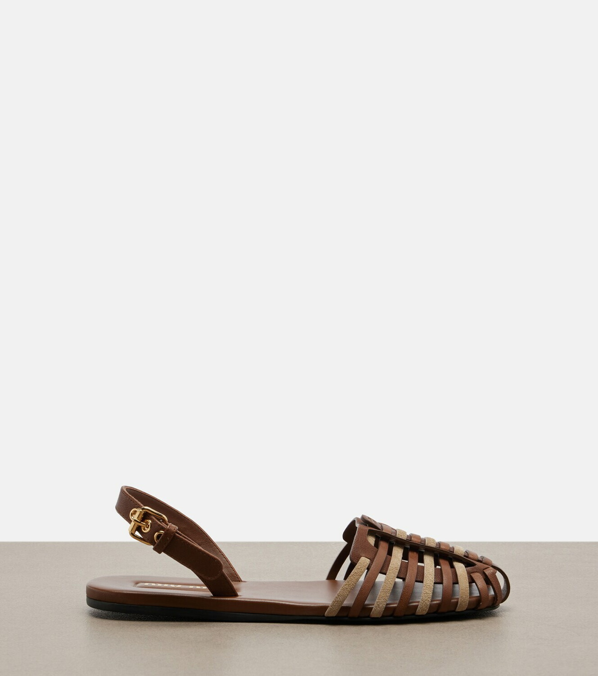 Miu Miu Leather and suede slingback fisherman sandals