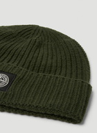 Compass Patch Beanie Hat in Dark Green