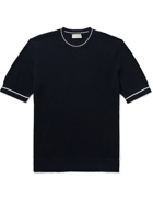 ALTEA - Slim-Fit Ribbed Cotton T-Shirt - Blue - S