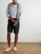 Richard James - Slim-Fit Button-Down Collar Striped Linen and Cotton-Blend Shirt - Blue