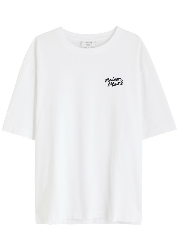 Photo: Maison Kitsuné Logo-embroidered Cotton T-shirt White