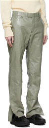 Dunhill Green Leather Zip Trousers