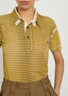 Maison Margiela Checked Stretch-jersey Polo Shirt Yellow Lemon