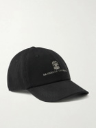Brunello Cucinelli - Logo-Embroidered Leather-Trimmed Cotton-Twill Baseball Cap - Black