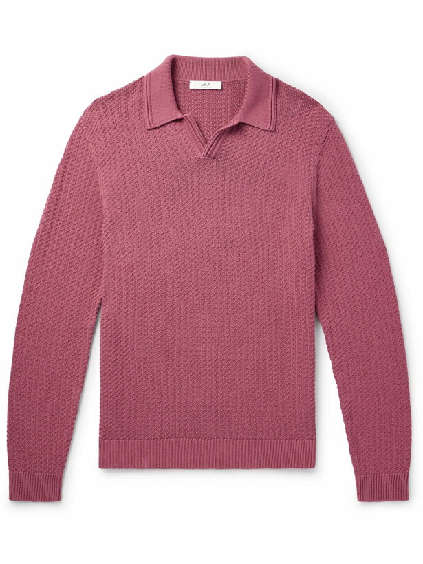 Photo: Mr P. - Textured Organic Cotton Polo Shirt - Pink