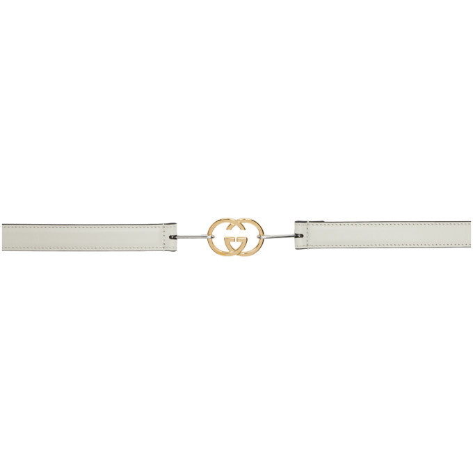 White skinny store gucci belt