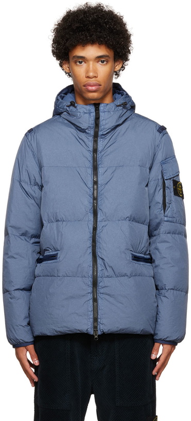 Photo: Stone Island Blue Crinkle Rep Down Jacket