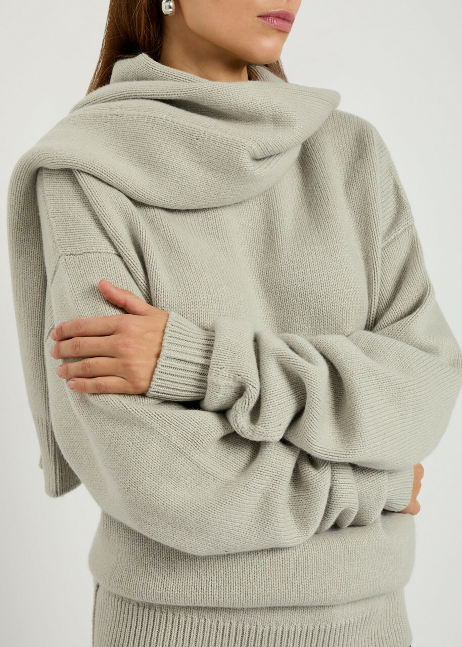 Calvin Klein Mia Scarf-effect Cashmere Jumper Ivory