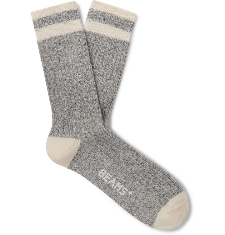 Photo: Beams Plus - Ragg Two-Pack Striped Mélange Cotton Socks - Gray