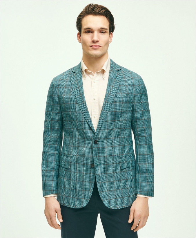 Photo: Brooks Brothers Men's Regent Classic-Fit Wool-Silk-Linen Check Sport Coat | Turquoise