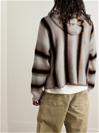 AMIRI - Baja Striped Cashmere and Wool-Blend Hoodie - Gray
